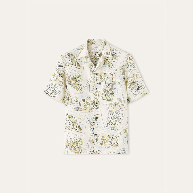 loro piana 26ss vacation collection linen short sleeve camp collar shirt